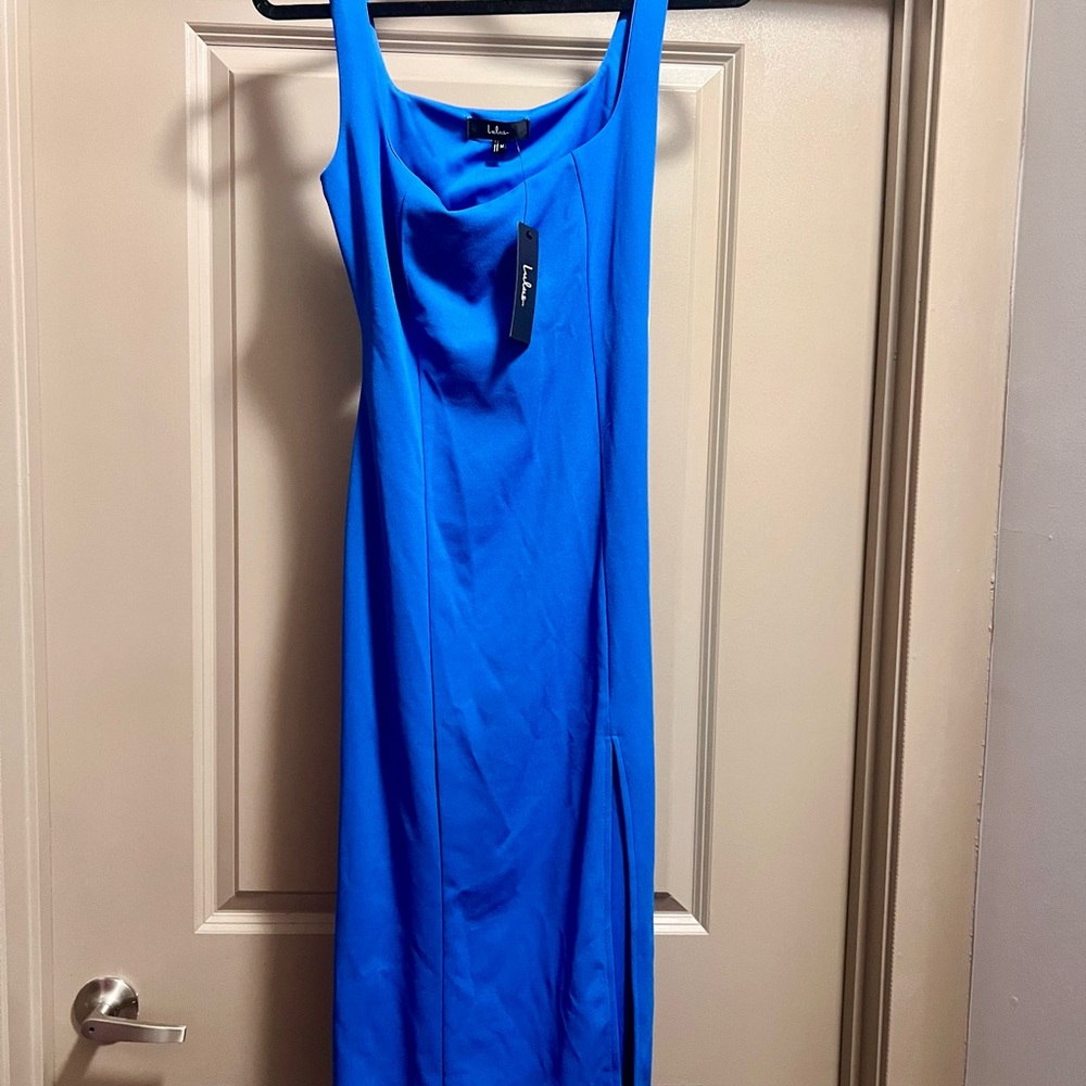 Lulu's Electric Blue Cowl Neck Maxi Dress